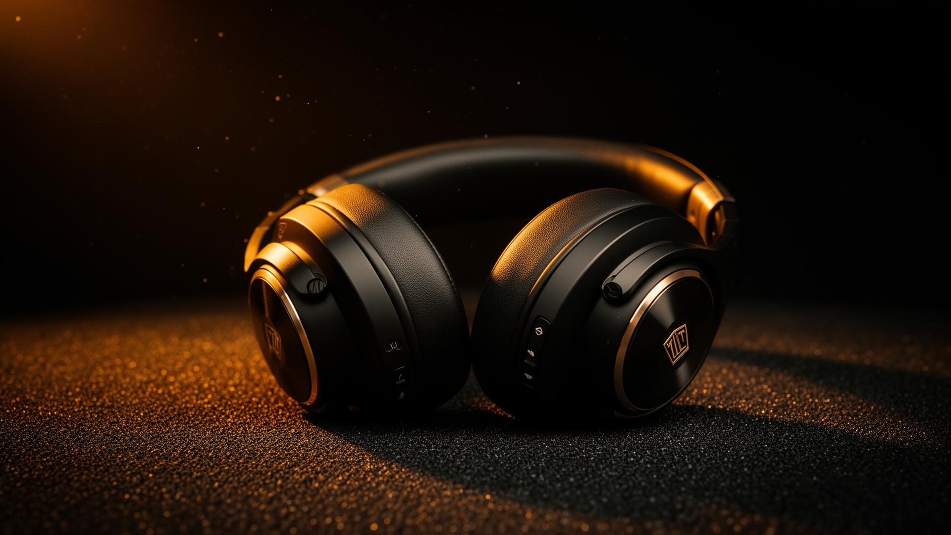 Premium studio headphones in cinematic lighting